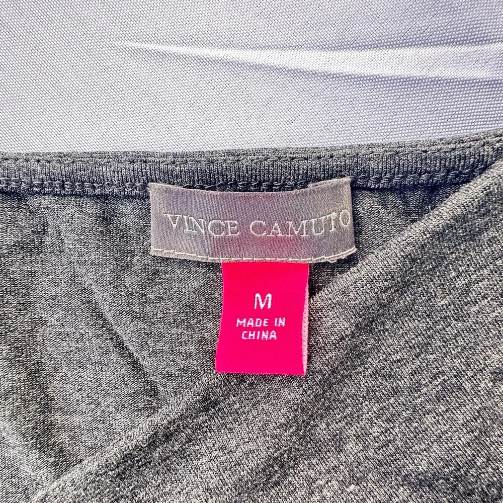 Vince Camuto Gray Asymmetrical Ruched Long Sleeve Top - Picture 5 of 5